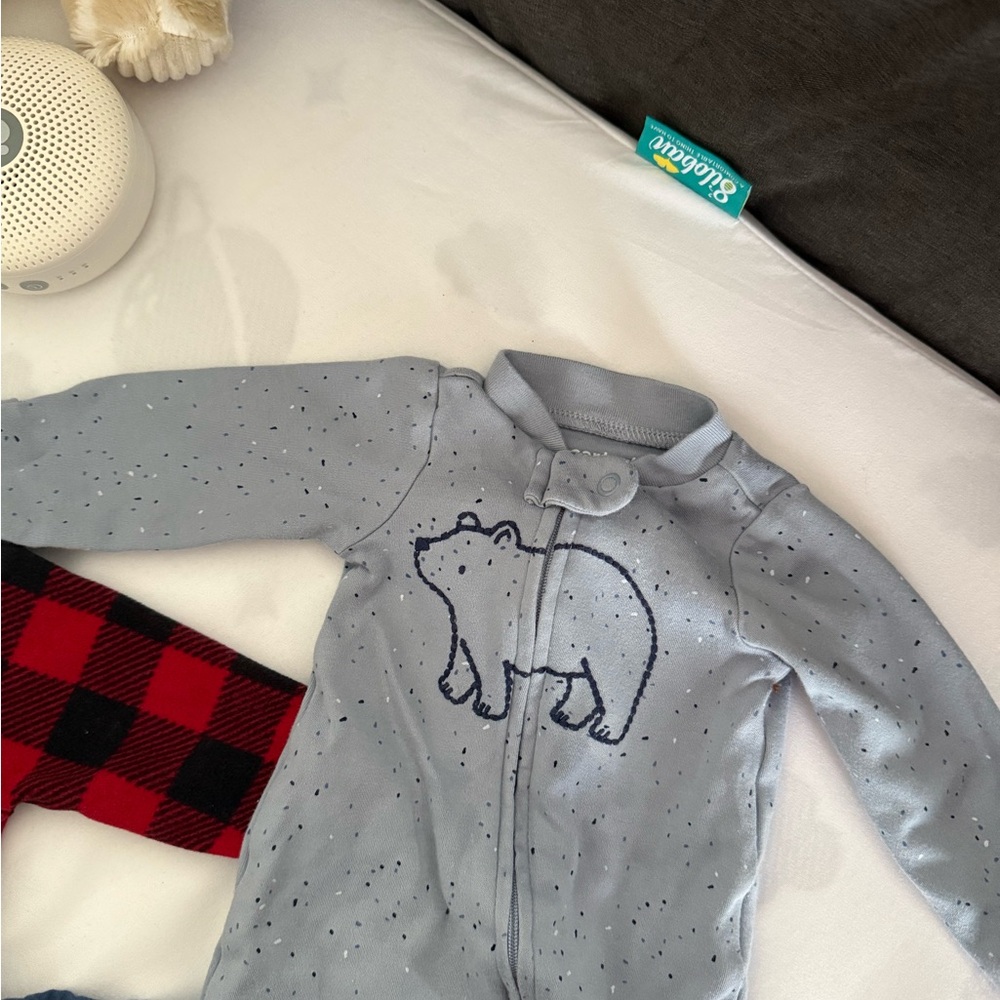 Newborn Baby Footsies Outfits Bundle Moose Plaid I’m New Here Winter Cozy - Picture 3 of 6